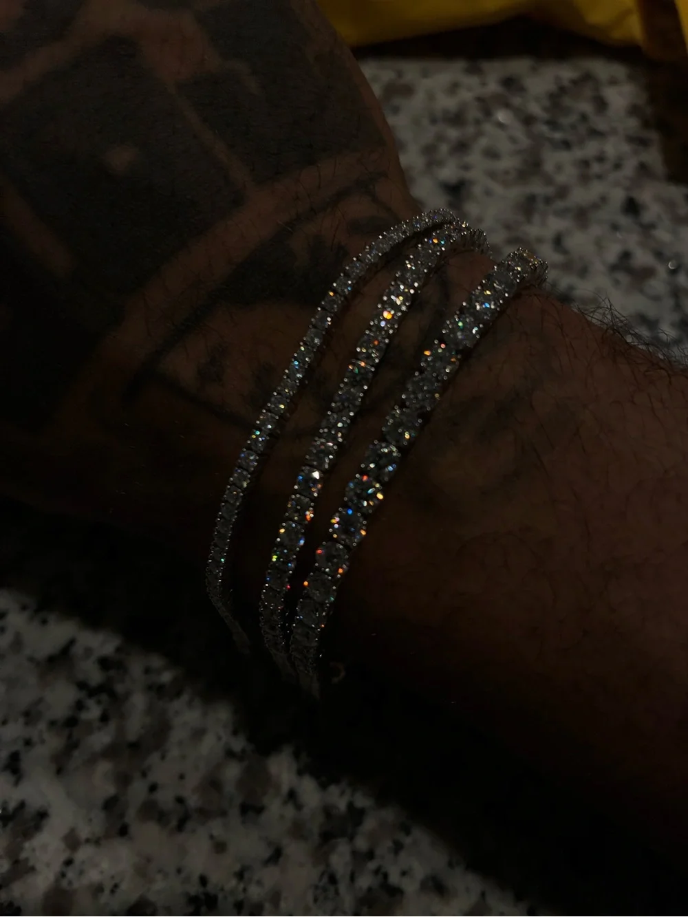 Silver Moissanite Wrapped Tennis Bracelet - Men's or Women 3MM. 7 or 7.5 Inch